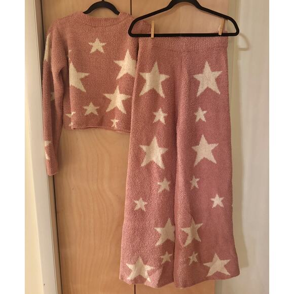 Blue B Collection Soft Fuzzy Plush Star Print Matching Boutique Lounge Set NWT - Picture 3 of 8